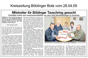 Kreiszeitung Böblinger Bote vom 28.04.2009